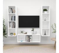 vidaXL TV Cabinet Set 3 Piece White Engineered Wood Hanging TV Unit Cabinet