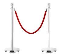 vidaXL 3 Piece VIP Queue Barrier Set Stainless Steel Security Post Rope Divider Queue Barrier Posts Stands Rope Set Control Barrier Posts Silver