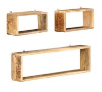 Vidaxl 3 Piece Wall Cube Shelf Set Soild Mango Wood