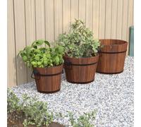 vidaXL 3 Piece Wooden Bucket Planter Set Solid Wood Fir