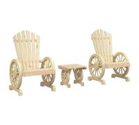 vidaXL 3-Piece Wooden Patio Lounge Set - Solid Fir Adirondack Chairs with Ergonomic Design & Practical Table Brown
