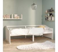 vidaXL Solid Pinewood 3-Seater Day Bed White Sleepover Guest Occasional Bed
