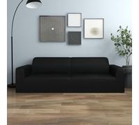 vidaXL 3-Seater Stretch Couch Slipcover Black Polyester Jersey Couch Cover