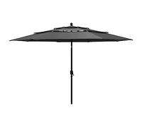 vidaXL 3-Tier Aluminium Outdoor Umbrella 3.5 m - Anthracite, UV Protective Parasol with Anti-Fade Polyester for Patio, Terrace and Garden Use