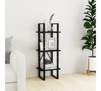 Vidaxl 3-tier Book Cabinet Black 40X30X105 Cm Solid Pinewood, Black