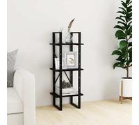 vidaXL 3-Tier Book Cabinet Black 40x30x105 cm Solid Pinewood UK HOT