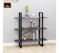 vidaXL 3-Tier Book Cabinet Grey 100x30x105 cm Solid Pine Wood