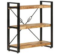 vidaXL 3-Tier Bookcase 77x30x80 cm Solid Wood Mango and Iron