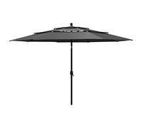 vidaXL 3-Tier Garden Parasol with Aluminium Pole Anthracite 3 m