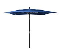 vidaXL 3-Tier Parasol with Aluminium Pole Azure Blue 2.5x2.5 m UK HOT