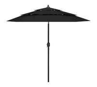 vidaXL 3-Tier Parasol with Aluminium Pole Black Outdoor Patio Sunshade Cover