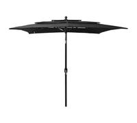 vidaXL 3-Tier Parasol with Aluminium Pole Black 2.5x2.5 m UK HOT
