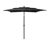 Vidaxl 3-Tier Garden Parasol With Aluminium Pole Black 2X2 M
