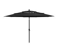 vidaXL 3-Tier Garden Parasol, Large 3.5m Outdoor Umbrella with Aluminium Pole, Black, UV Protective and Anti-Fade Polyester - Portable & Adjustable