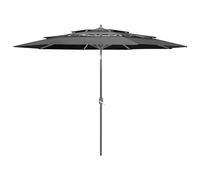 vidaXL 3-Tier Parasol with Aluminium Pole Black 3 m UK NEW