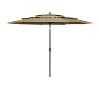 vidaXL 3-Tier Garden Parasol with Aluminium Pole Canopy Outdoor Umbrella Taupe