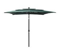 vidaXL 3-Tier Parasol with Aluminium Pole Green 2.5x2.5 m UK HOT