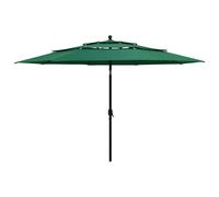 vidaXL 3-Tier Garden Parasol with Aluminium Pole Green 3.5 m