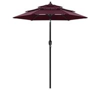 vidaXL 3-Tier Parasol with Aluminium Pole Bordeaux Red 2 m UK GF0