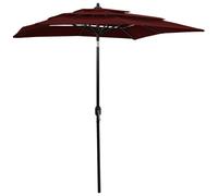 vidaXL 3-Tier Parasol with Aluminium Pole Bordeaux Red 2x2 m Outdoor Umbrella