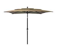 vidaXL 3-Tier Parasol with Aluminium Pole Taupe 2.5x2.5 m UK HOT