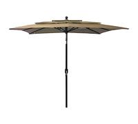 vidaXL 3-Tier Parasol with Aluminium Pole Taupe 2.5x2.5 m UK HOT