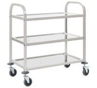 vidaXL 3-Tier Kitchen Trolley 95x45x83.5 cm Stainless Steel UK HOT