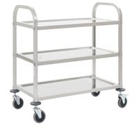 vidaXL 3-Tier Kitchen Trolley 96.5x55x90 cm Stainless Steel UK NEW