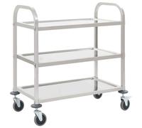 vidaXL 3-Tier Kitchen Trolley 96.5x55x90 cm Stainless Steel UK HOT