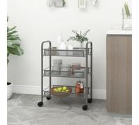 vidaXL 3-Tier Kitchen Trolley Grey 46x26x64 cm Iron UK NEW