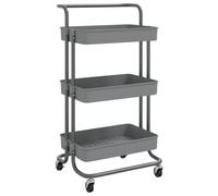 vidaXL 3-Tier Kitchen Trolley Grey Iron and ABS Bathroom Serving Cart Trolley