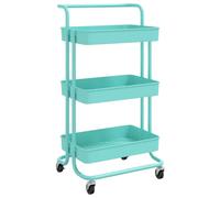 vidaXL 3-Tier Kitchen Trolley Turquoise Iron and ABS Bathroom Serving Cart