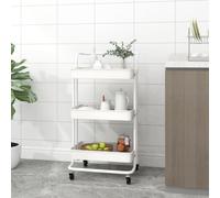 vidaXL 3-Tier Kitchen Trolley White Iron and ABS Bathroom Serving Cart Trolley