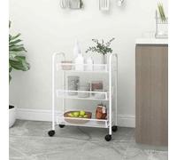 vidaXL 3-Tier Kitchen Trolley White 46x26x64 cm Iron UK