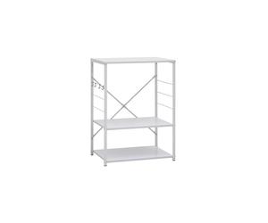 vidaXL 3-Tier Microwave Cabinet - Versatile and Functional White Storage Unit for Kitchen, Living Room or Office, Engineered Wood and Powder-Coated