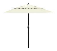 vidaXL 3-Tier Outdoor Garden Parasol with Aluminium Pole, UV Protective & Anti-Fade Polyester, Foldable & Portable, Sand Colour