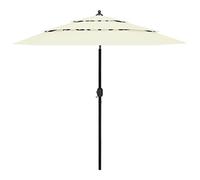 vidaXL 3-Tier Outdoor Garden Parasol with Aluminium Pole, UV Protective & Anti-Fade Polyester, Foldable & Portable, Sand Colour