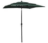 vidaXL 3-Tier Parasol with Aluminium Pole Green 2x2 m Outdoor Umbrella Canopy