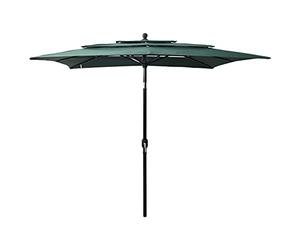 VIDAXL-3-Tier Outdoor Parasol with Adjustable Aluminium Pole, UV Protective Green Canopy, 2x2m, Square Shape, Anti-Fade Polyester Material