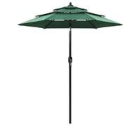 vidaXL 3-Tier Outdoor Parasol with Aluminium Pole, UV Protective & Anti-Fade Polyester Canopy, Green Colour, 2 Metres Diameter, Crank and Tilt for Patio/Garden