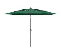 vidaXL 3-Tier Parasol with Aluminium Pole Green 3 m UK