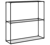 vidaXL 3-Tier Plant Stand Black 100 x 32 x 102 cm Steel, Garden and Terrace, Rectangular Design, Modern Features, Ample Storage Solutions, Durable Materials for Longevity