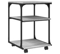 vidaXL 3-Tier Printer Stand/File Organiser in Grey Sonoma, Engineered Wood with Steel Frame, 43x48x64 cm, Lockable Casters