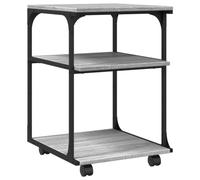 vidaXL 3-Tier Printer Stand/File Organiser in Grey Sonoma, Engineered Wood with Steel Frame, 43x48x64 cm, Lockable Casters