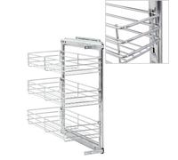 vidaXL 3-Tier Pull-out Kitchen Wire Basket Silver 47x25x56cm Rack Organiser