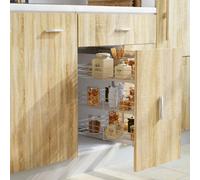 vidaXL 3-Tier Pull-Out Kitchen Wire Basket, Silver Electroplated Durable Organizer Rack, Easy Install with Sliding Runners, 47x35x56cm