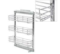 vidaXL 3-Tier Pull-out Kitchen Wire Basket Silver Storage Basket with shelves