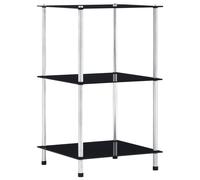vidaXL 3-Tier Shelf Black Tempered Glass Kitchen Showcase Spice Organiser Rack