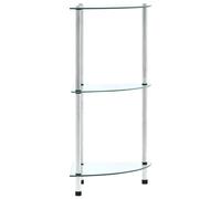 vidaXL 3-Tier Shelf Transparent Tempered Glass 30x30x67cm Bookshelf Showcase