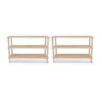 vidaXL 3-Tier Shoe Racks 2 pcs Solid Fir Wood UK HOT